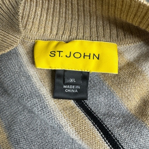 St. John Tan Wool Zip Up Sweater Cardigan - Picture 5 of 10